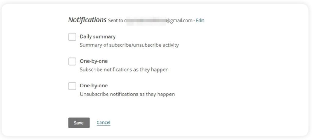 Notifications sections